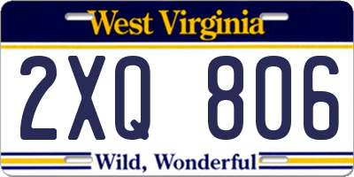 WV license plate 2XQ806