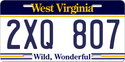 WV license plate 2XQ807