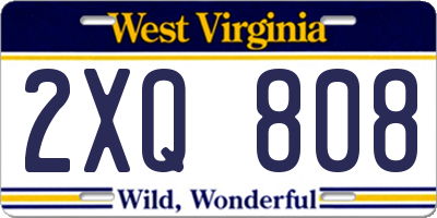 WV license plate 2XQ808