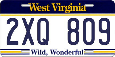 WV license plate 2XQ809
