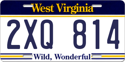 WV license plate 2XQ814