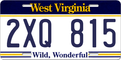 WV license plate 2XQ815