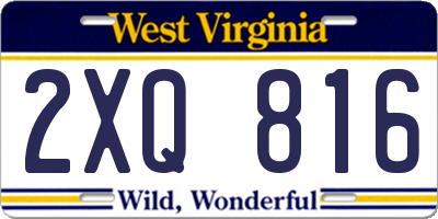 WV license plate 2XQ816