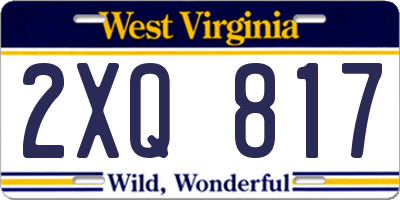 WV license plate 2XQ817