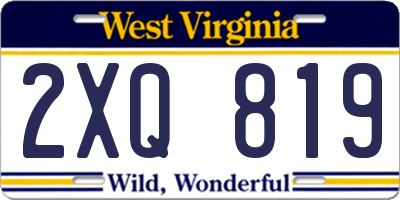 WV license plate 2XQ819