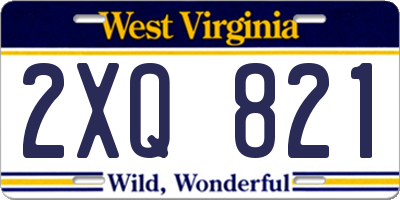 WV license plate 2XQ821