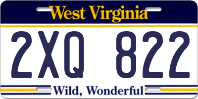 WV license plate 2XQ822