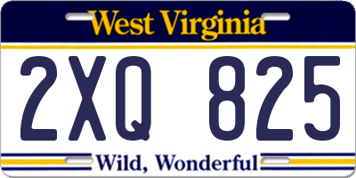 WV license plate 2XQ825