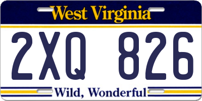 WV license plate 2XQ826