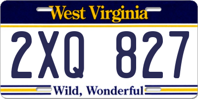 WV license plate 2XQ827