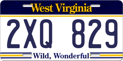 WV license plate 2XQ829