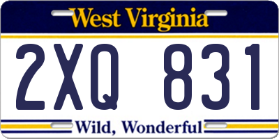 WV license plate 2XQ831