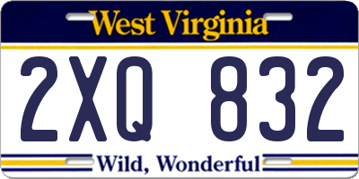 WV license plate 2XQ832