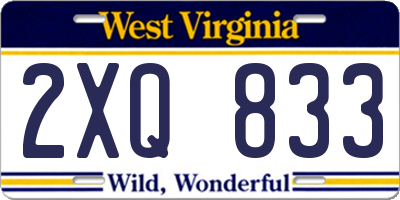WV license plate 2XQ833