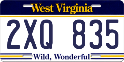 WV license plate 2XQ835
