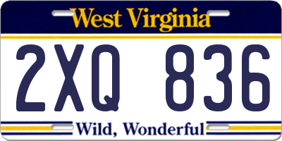 WV license plate 2XQ836