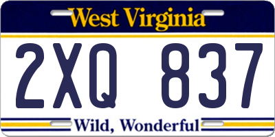 WV license plate 2XQ837