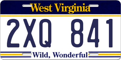 WV license plate 2XQ841