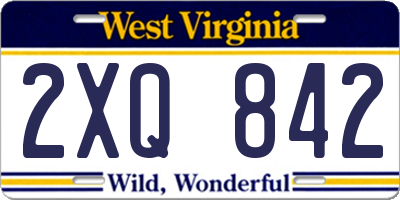 WV license plate 2XQ842