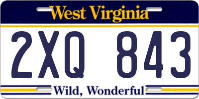 WV license plate 2XQ843