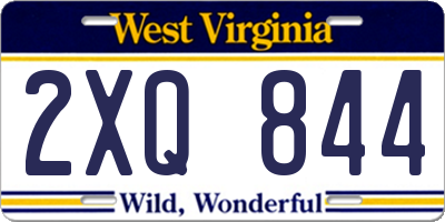 WV license plate 2XQ844