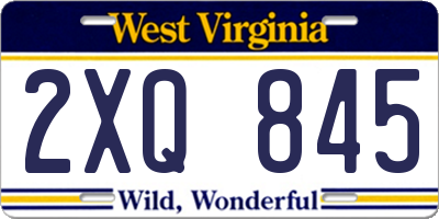 WV license plate 2XQ845