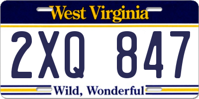 WV license plate 2XQ847