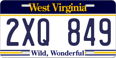 WV license plate 2XQ849