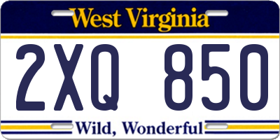 WV license plate 2XQ850