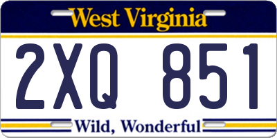 WV license plate 2XQ851