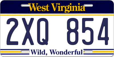 WV license plate 2XQ854