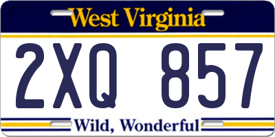 WV license plate 2XQ857