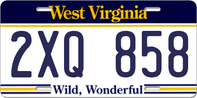 WV license plate 2XQ858