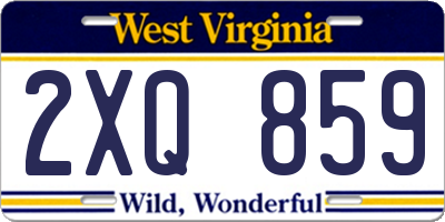 WV license plate 2XQ859