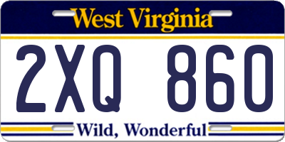 WV license plate 2XQ860