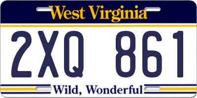 WV license plate 2XQ861