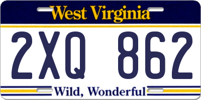 WV license plate 2XQ862