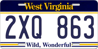 WV license plate 2XQ863