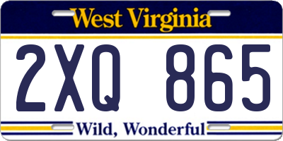 WV license plate 2XQ865