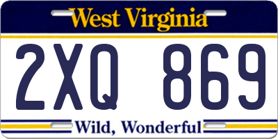 WV license plate 2XQ869