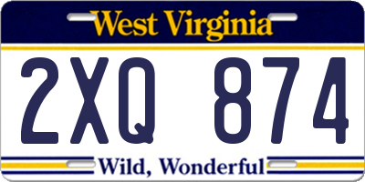 WV license plate 2XQ874