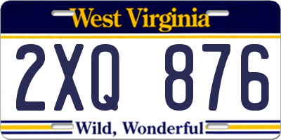 WV license plate 2XQ876