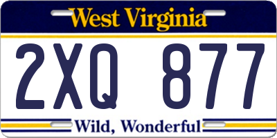 WV license plate 2XQ877