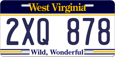 WV license plate 2XQ878