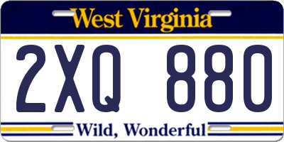 WV license plate 2XQ880