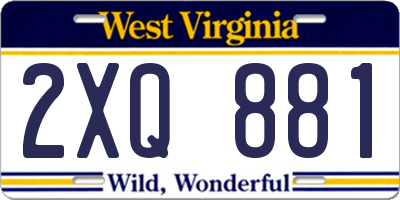 WV license plate 2XQ881