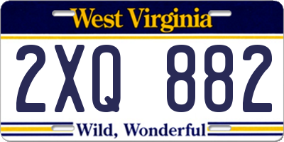 WV license plate 2XQ882