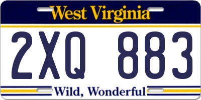 WV license plate 2XQ883