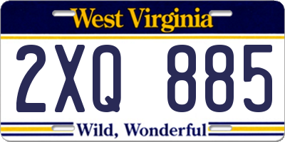 WV license plate 2XQ885
