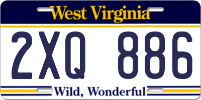WV license plate 2XQ886